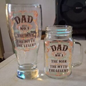 Dad No.1 Glass Set - Orange and Brown